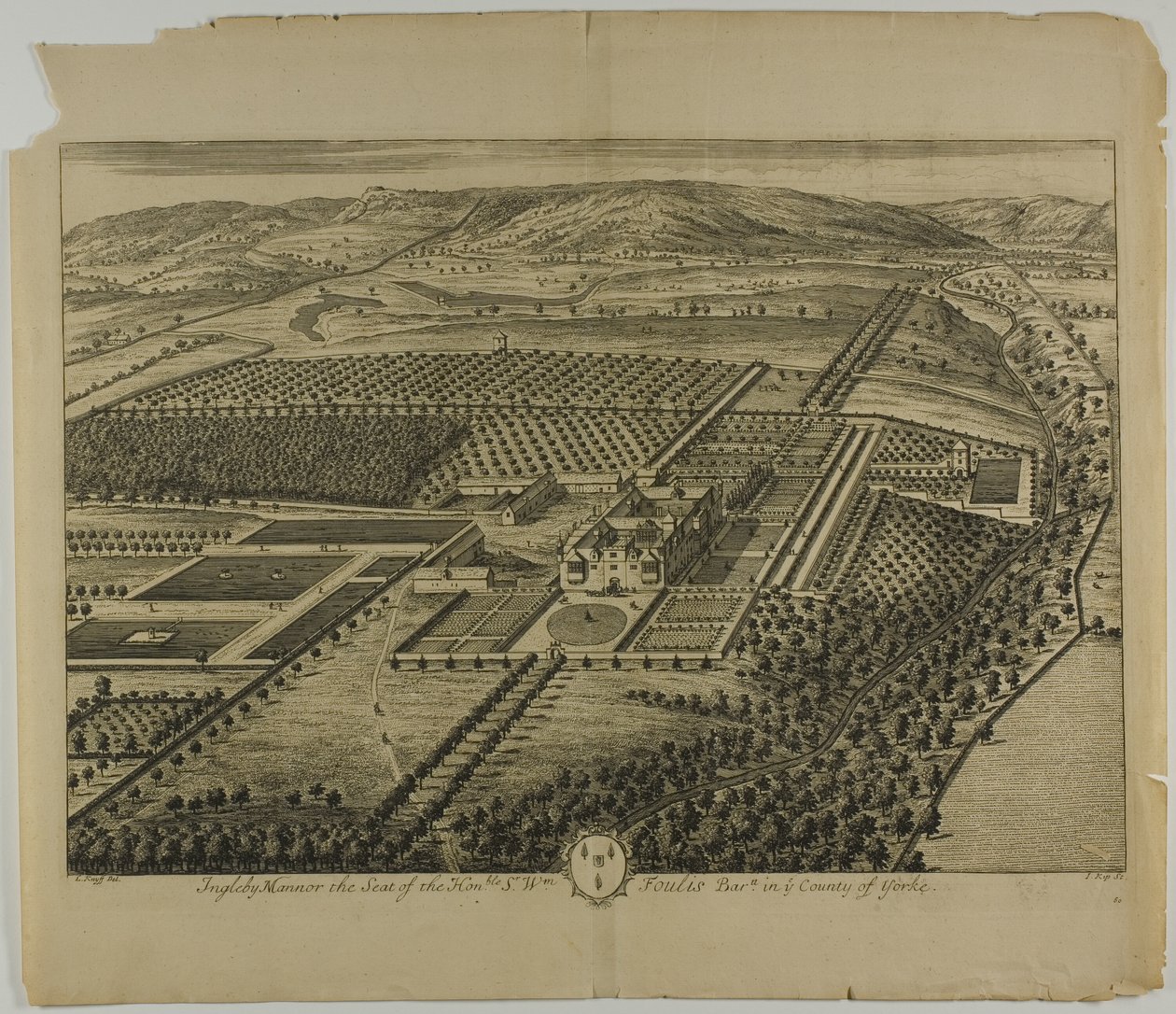 Ingleby Herregård, tavle 60 fra Illustreret Britannia af Johannes Kip
