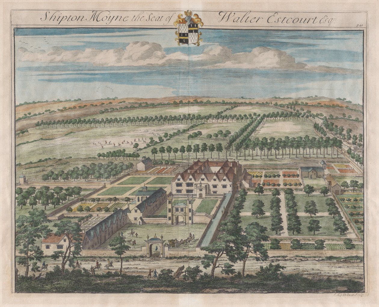 Shipton Moyne, The Seat of Walter Estcourt, Esq., [1712] genudgivet 1768. af Johannes Kip