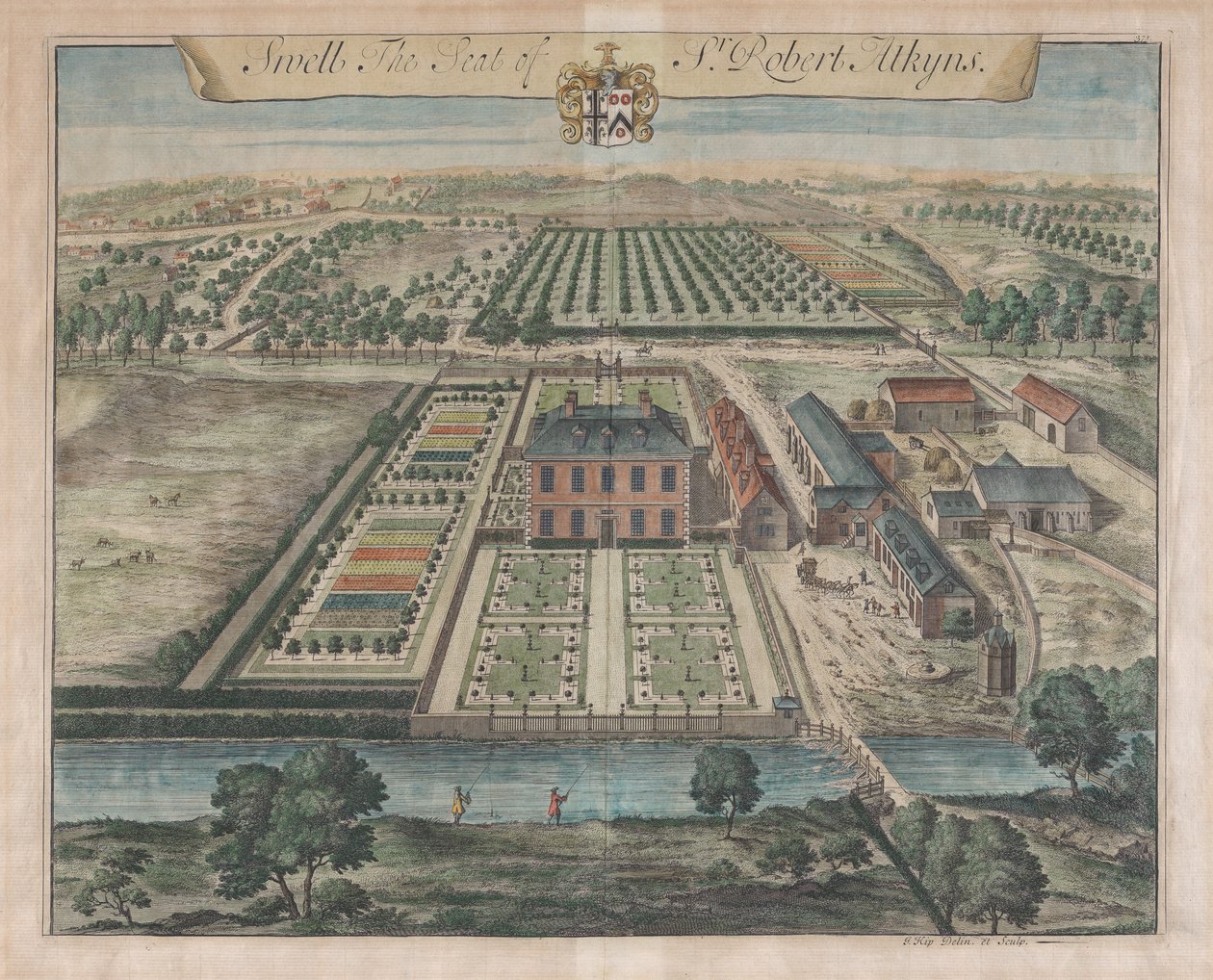 Swell, The Seat of Sir Robert Atkyns, [1712] genudgivet 1768. af Johannes Kip