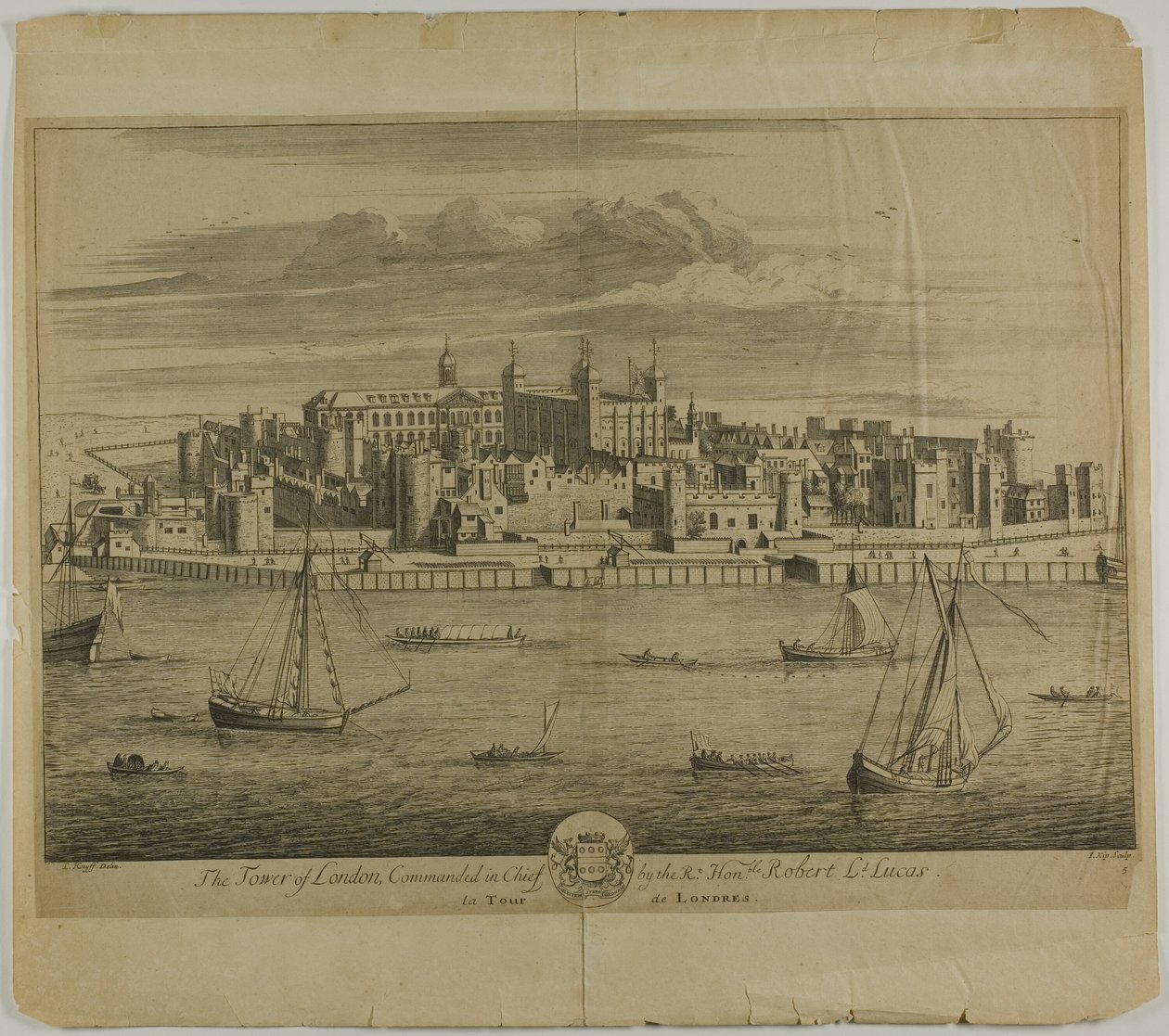 Tower of London, planche fem fra Britannia Illustrata af Johannes Kip