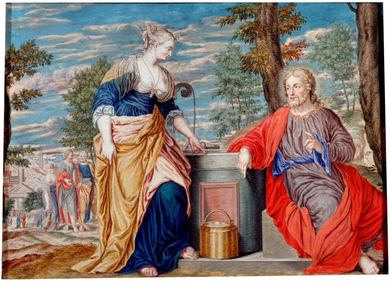 Kristus og samaritansk kvinde ved Jakobs brønd«. af Johannes Koenig
