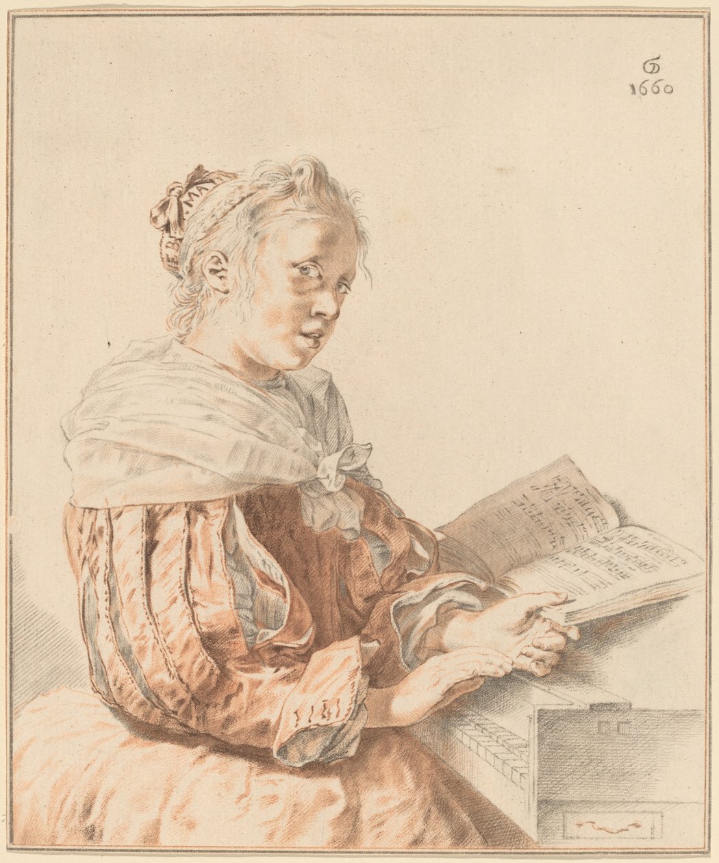 Ung pige ved tastaturet, 1767. af Johannes Kornlein