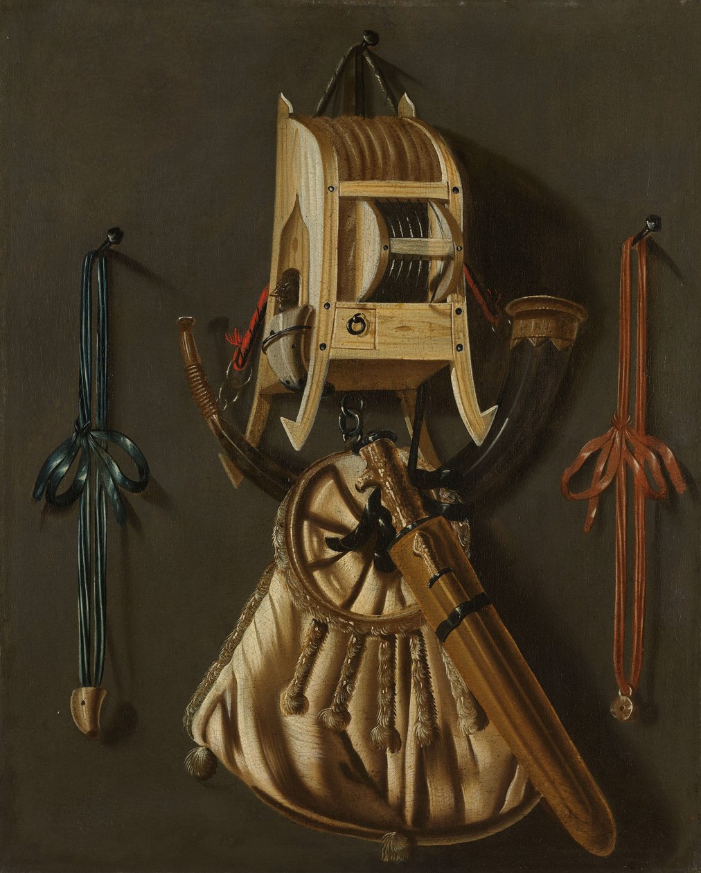 Stilleben med jagtens redskaber af Johannes Leemans