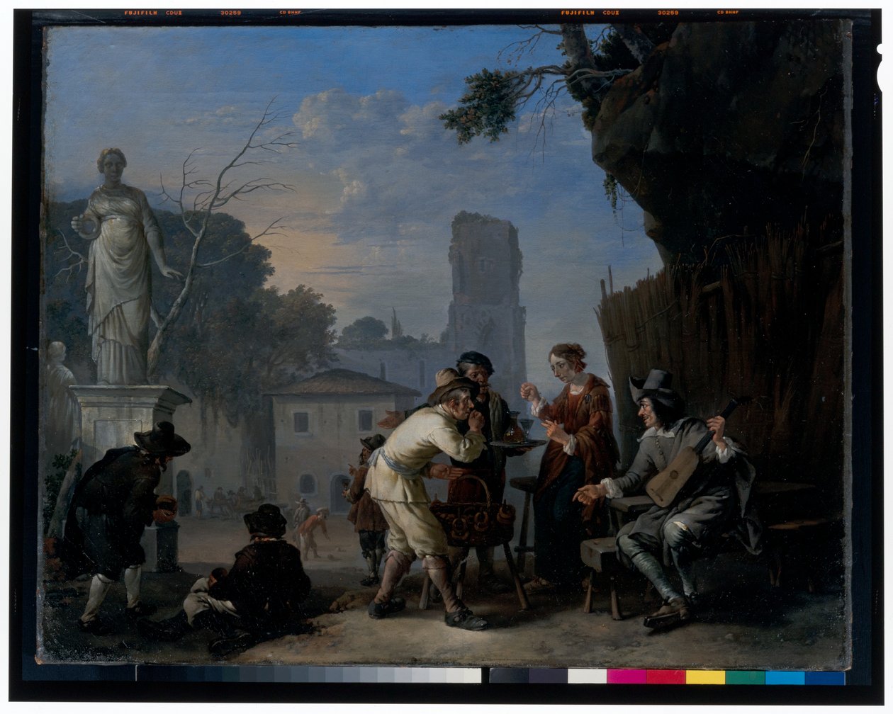 Taverna Piazzalla af Johannes Lingelbach
