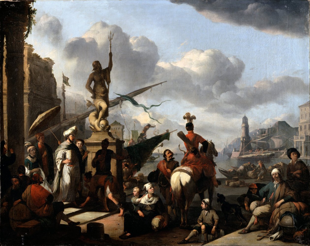 En italiensk havneby af Johannes Lingelbach