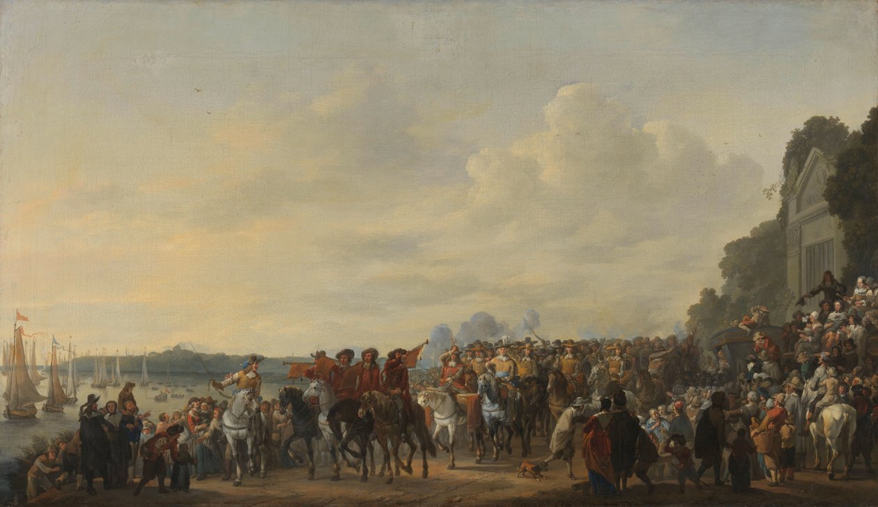 Prins William IIs ankomst til Estate Welna på Amstel under angrebet på Amsterdam, 31. juli 1650 af Johannes Lingelbach