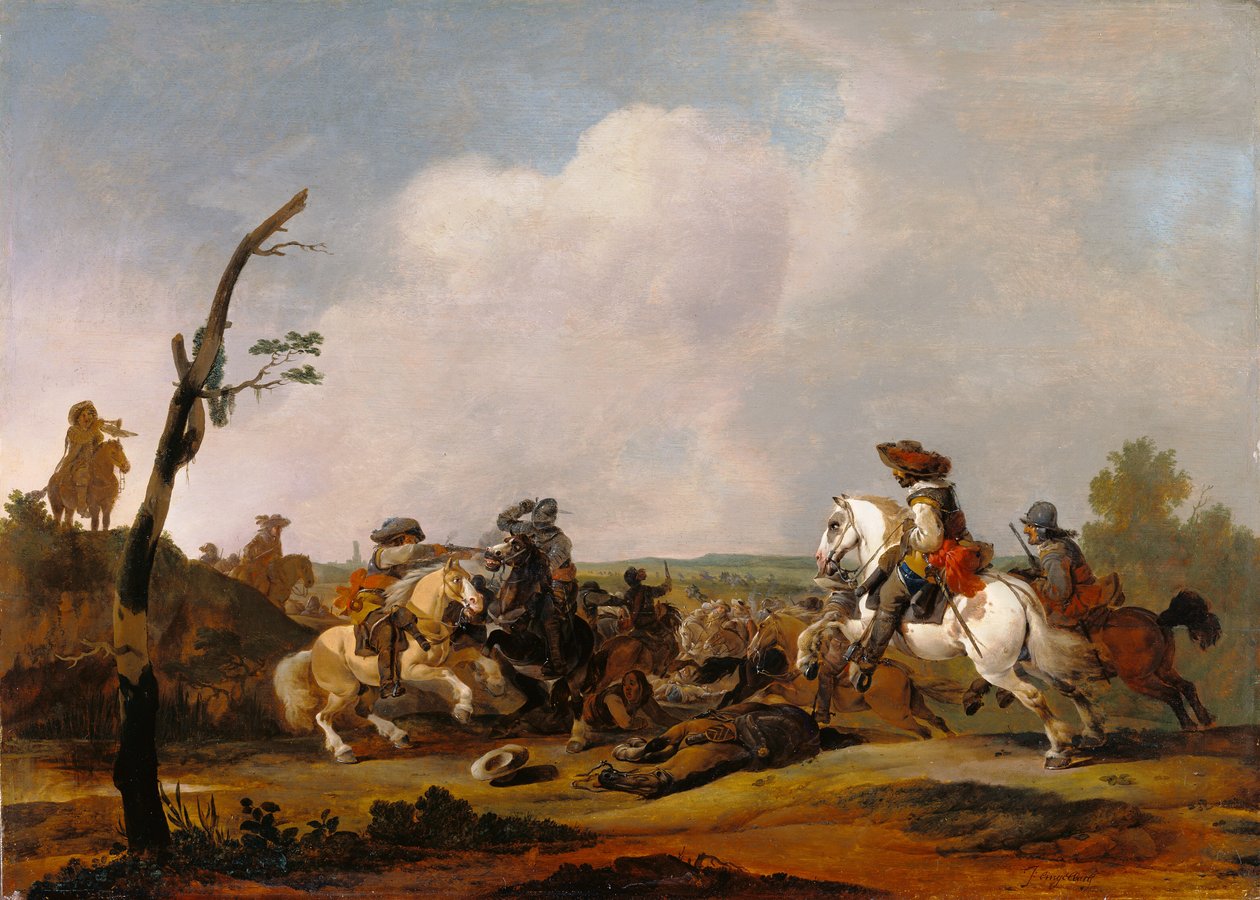 Schlachtenszene af Johannes Lingelbach