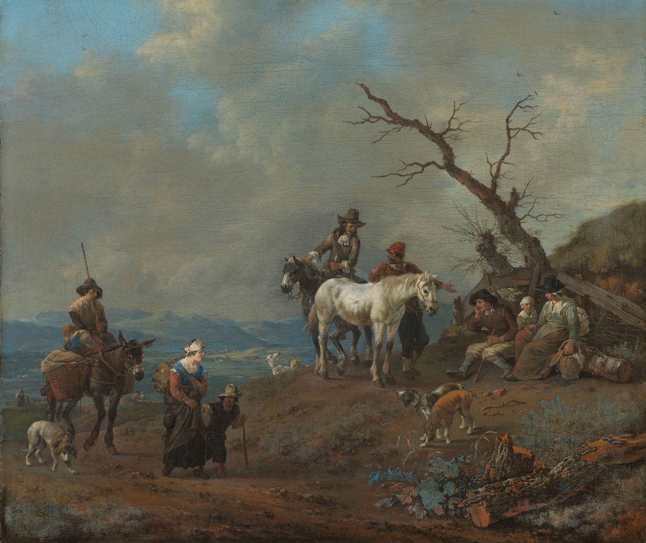 Landevej med Jæger og Bønder af Johannes Lingelbach