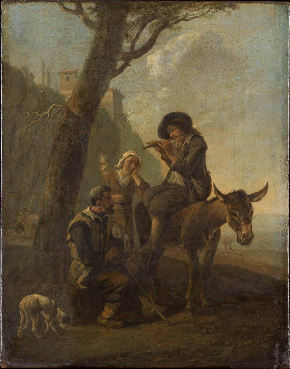 Romersk hyrdefamilie, der hviler under et træ af Johannes Lingelbach