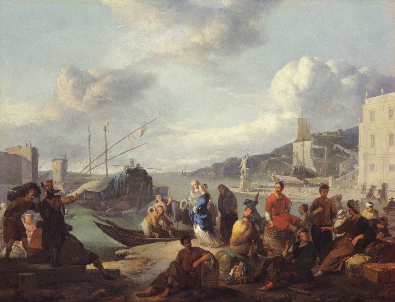 Udsigt over en havn, 1666 af Johannes Lingelbach