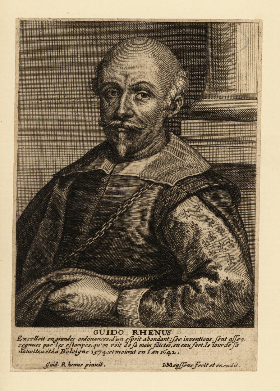 Portræt af Guido Reni, italiensk maler fra den bolognesiske skole i barokperioden af Johannes Meyssens