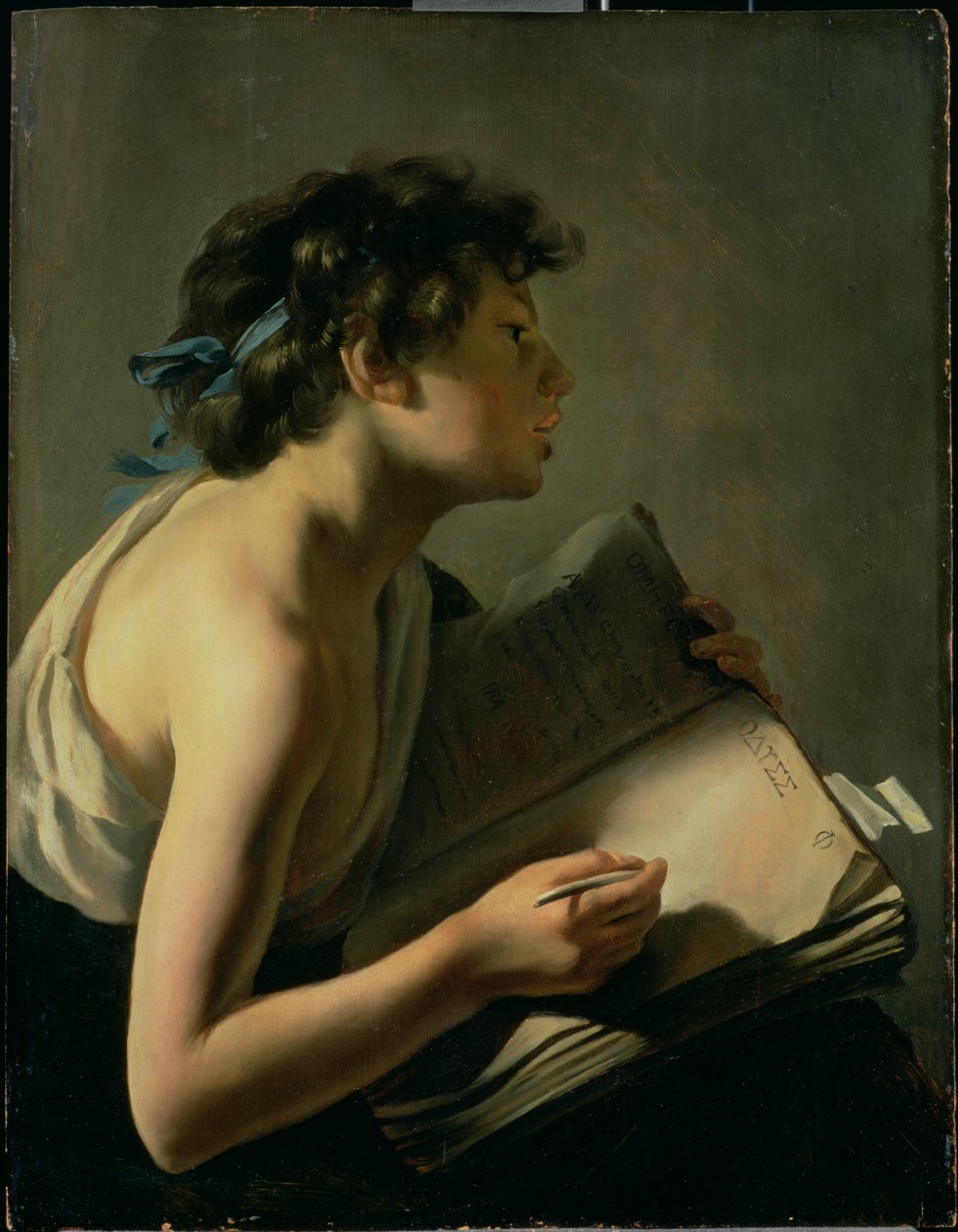Den unge digter (Ungdom, der transskriberer Homer) af Johannes Moreelse