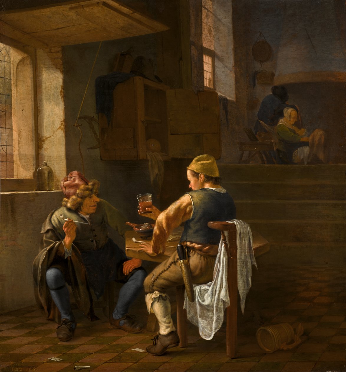 En værtshusscene med bønder, der ryger og drikker af Johannes Natus