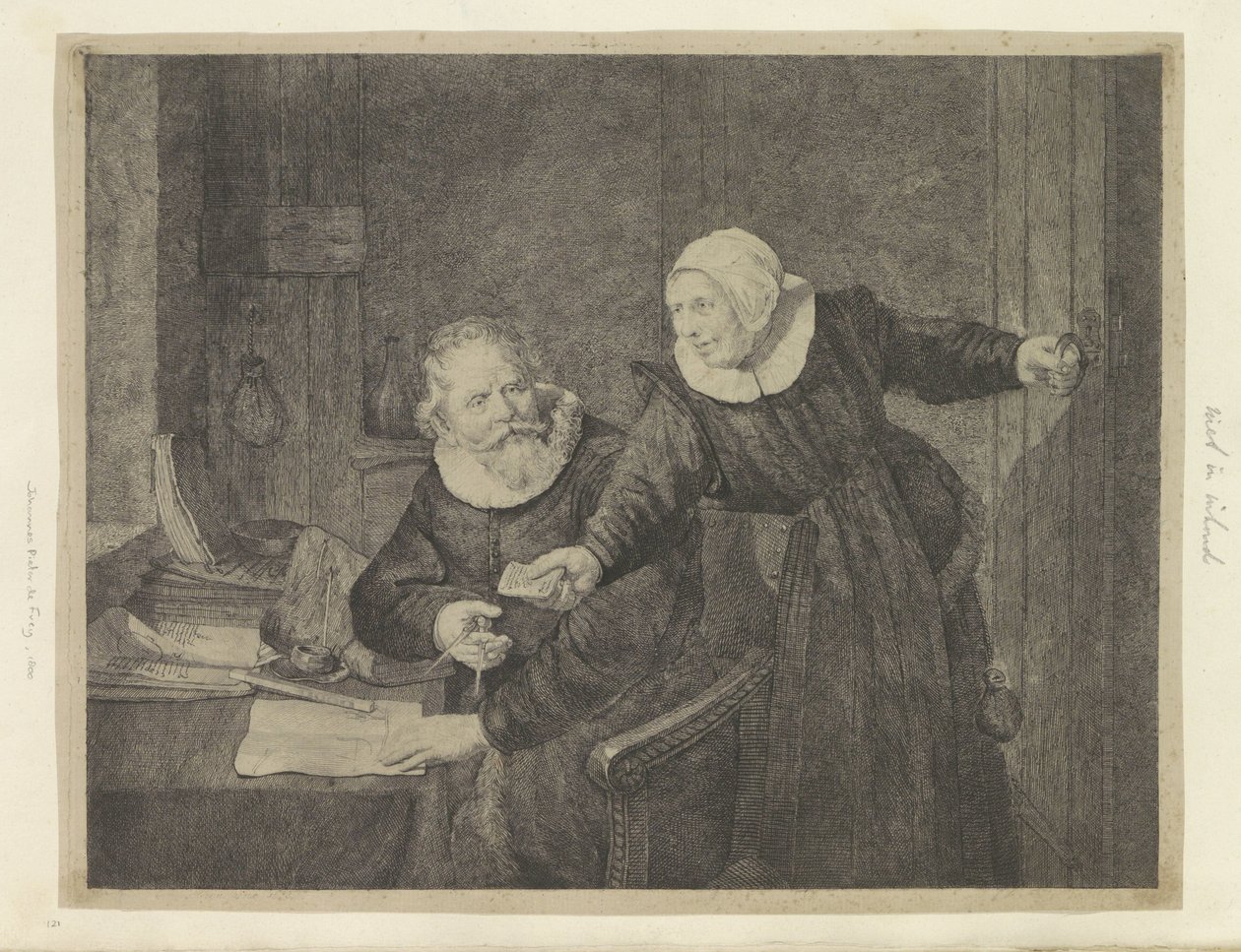 Portræt af skibsbygger Jan Rijcksen og hans hustru Recueil de quatre-vingt-cinq estampes originales (serietitel) af Johannes Pieter de Frey