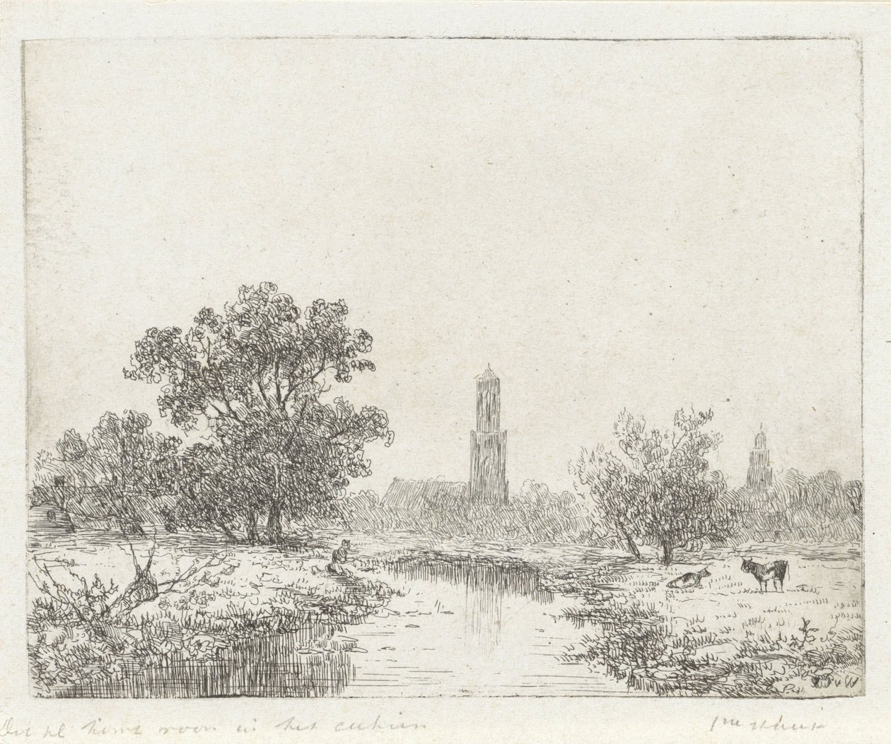 Udsigt over Utrecht(?) af Johannes Pieter van Wisselingh