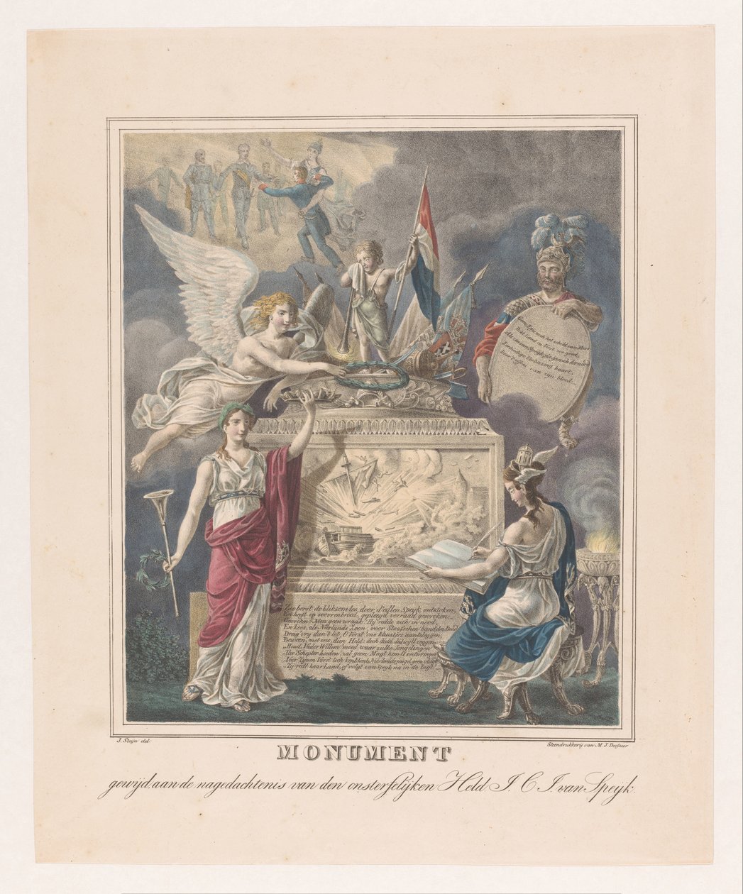 Allegorisk begravelsesmonument for Jan Carel Josephus van Speijk Monument dedikeret til minde om den udødelige helt J.C.J. van Speijk (titel på objekt) af Johannes Steyn