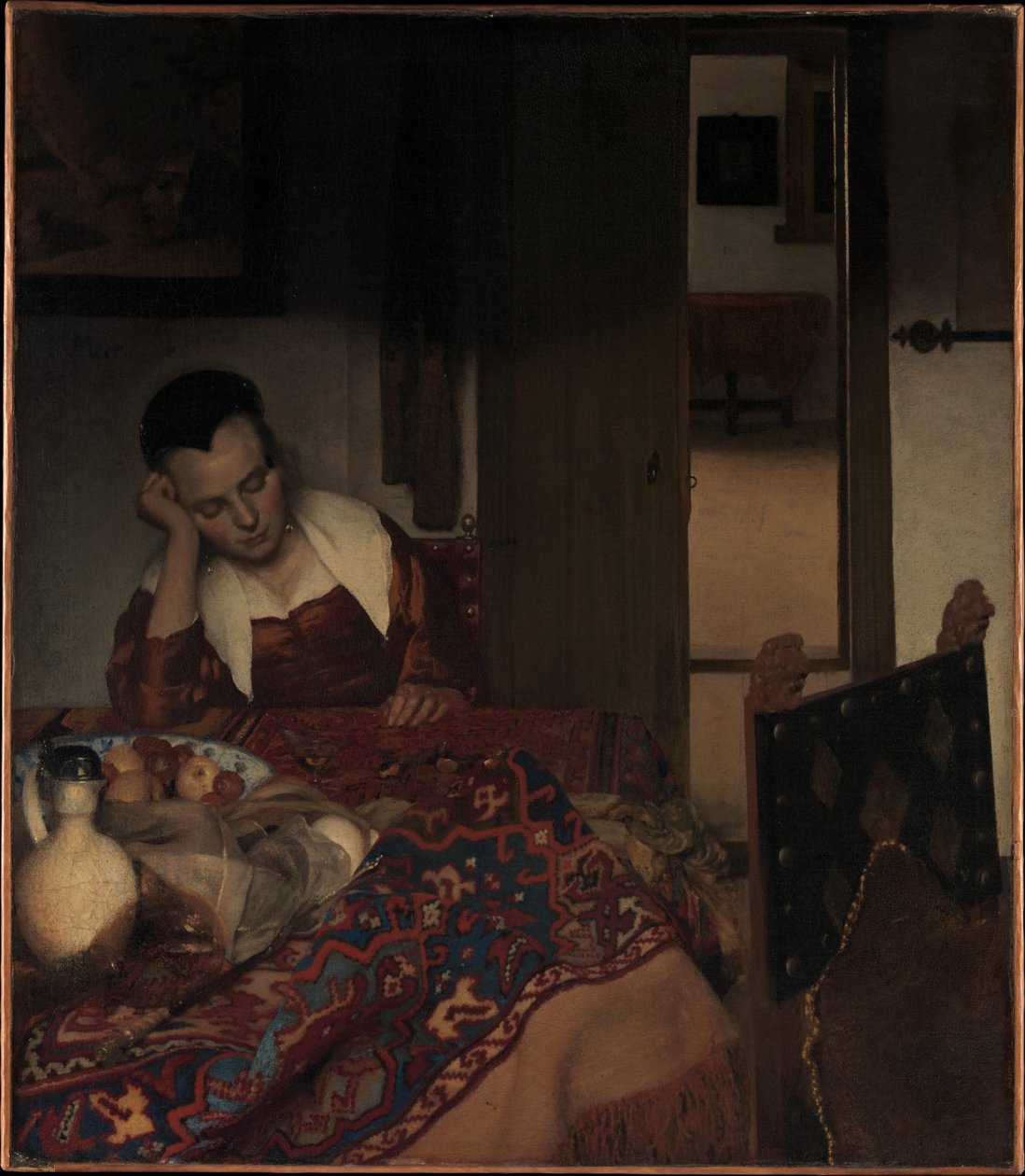 Ein schlafendes Mädchen af Johannes Vermeer