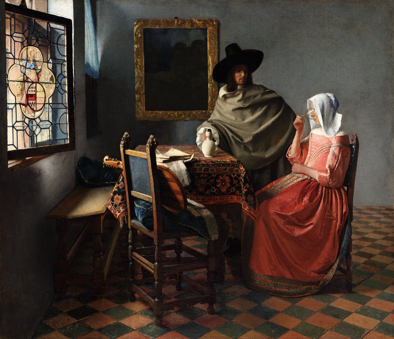 Glasset med vin af Johannes Vermeer