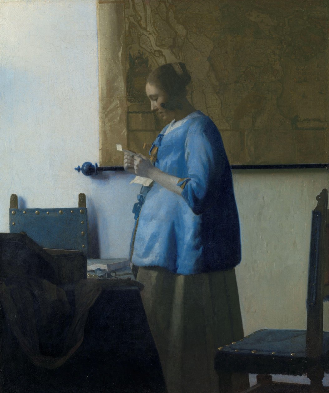 Kvinde i blå læser et brev Kvinde læser et brev af Johannes Vermeer