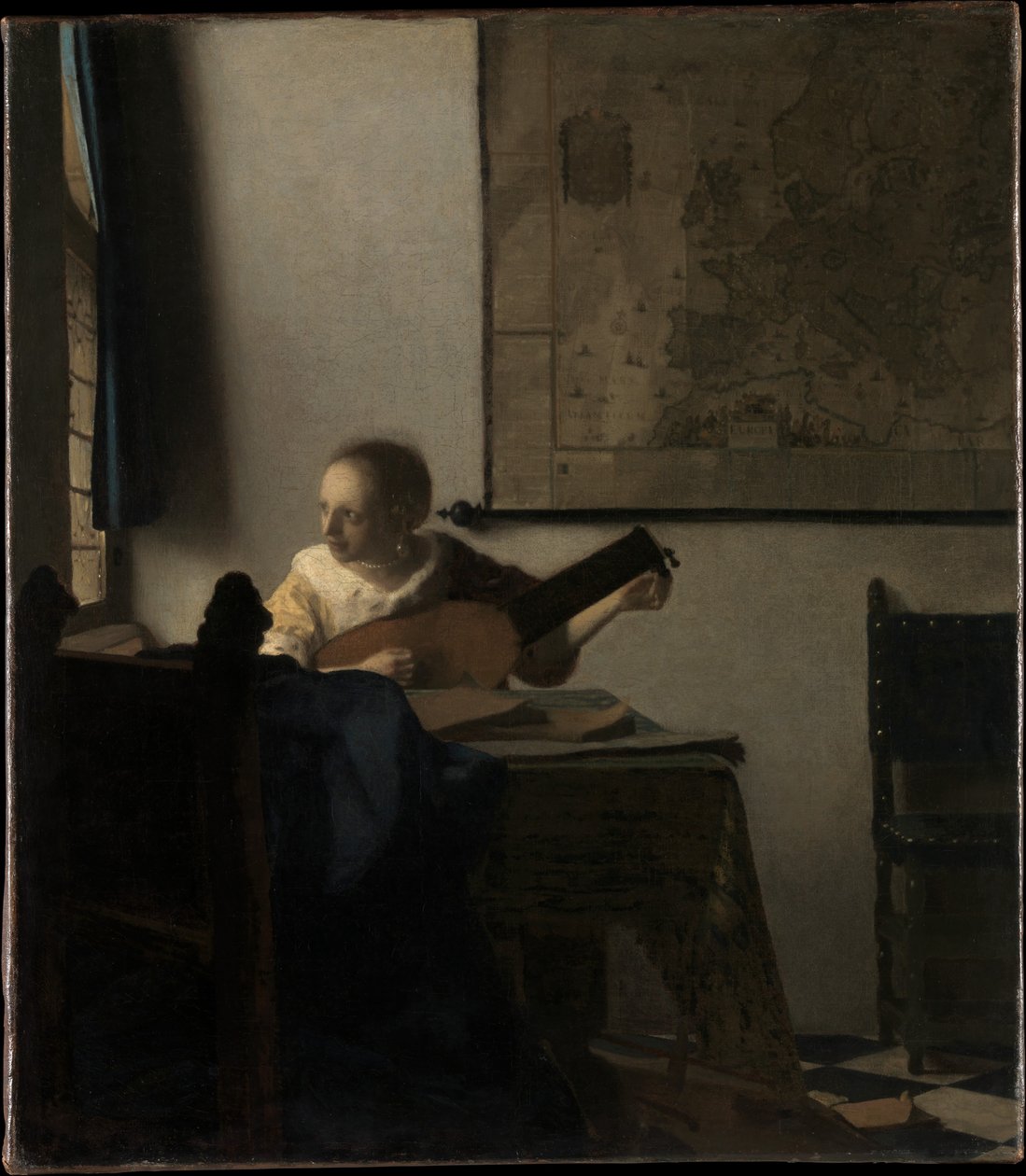 Junge Frau mit Laute af Johannes Vermeer