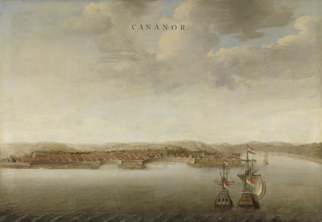 Udsigt over Cannanore på Malabarkysten i Indien Udsigt over Cananor på Malabars kyst i Indien Cananor (titel på objekt) af Johannes Vinckboons (attributed to)