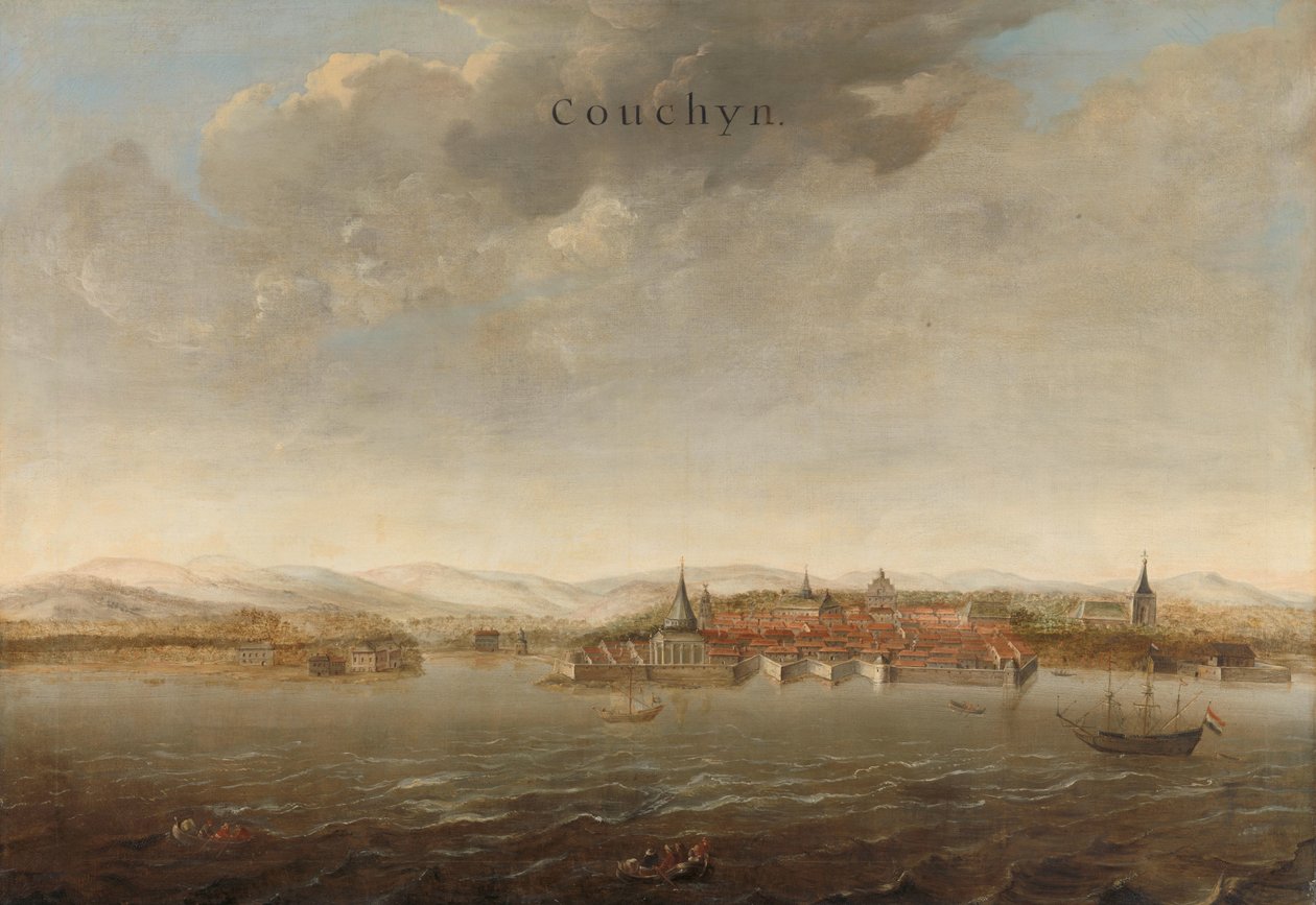 Udsigt over Cochin på Malabar-kysten i Indien Udsigt over Cochin på Malabars kyst i Indien Couchyn (titel på objekt) af Johannes Vinckboons (attributed to)