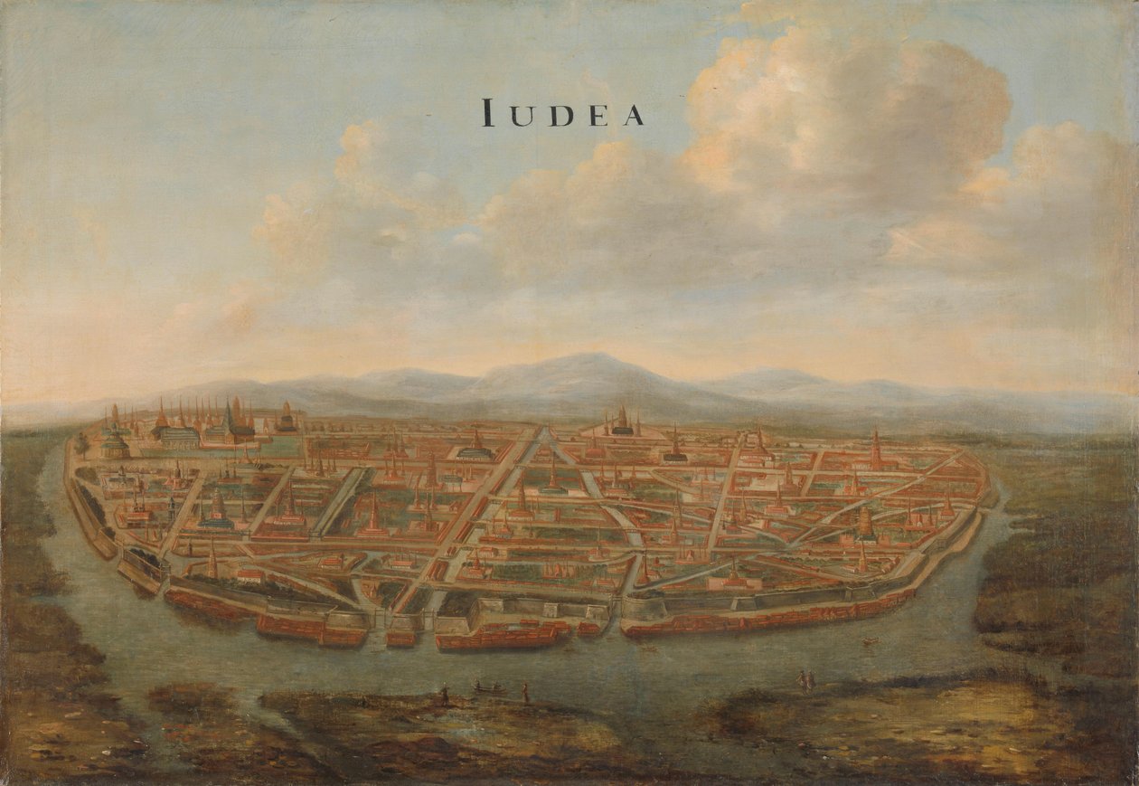 Udsigt over Judæa, Siams hovedstad Udsigt over Judæa (Ayutthaya), Siams hovedstad Judæa (titel på objekt) af Johannes Vinckboons (attributed to)