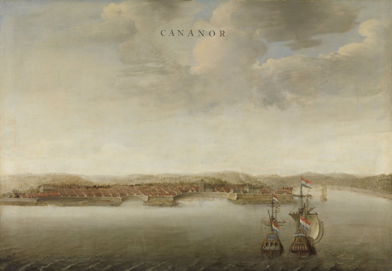 Udsigt over Cannanore på Malabarkysten i Indien, ca. 1662-3 af Johannes Vinckeboons