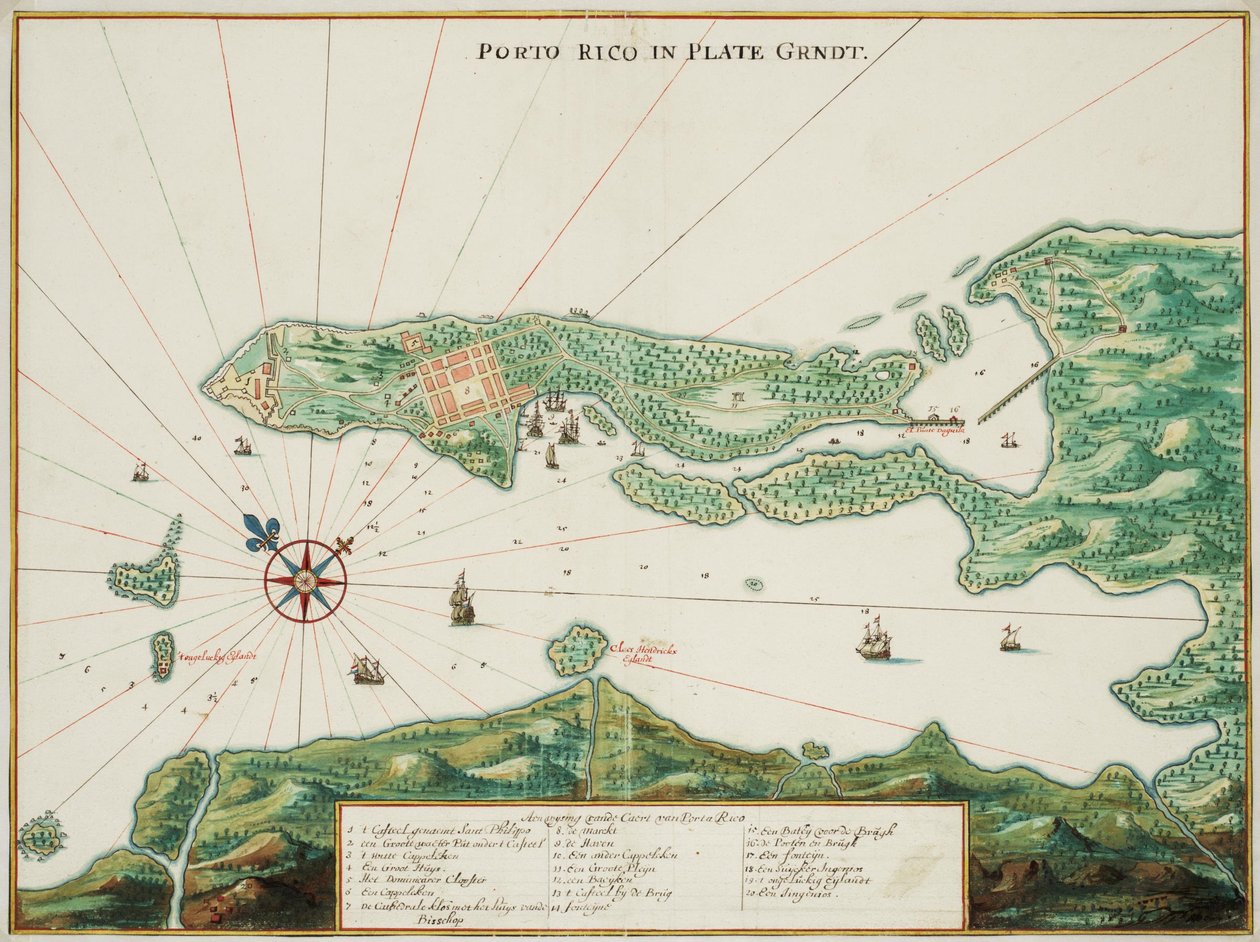 Kort over Puerto Rico af Johannes Vingboons