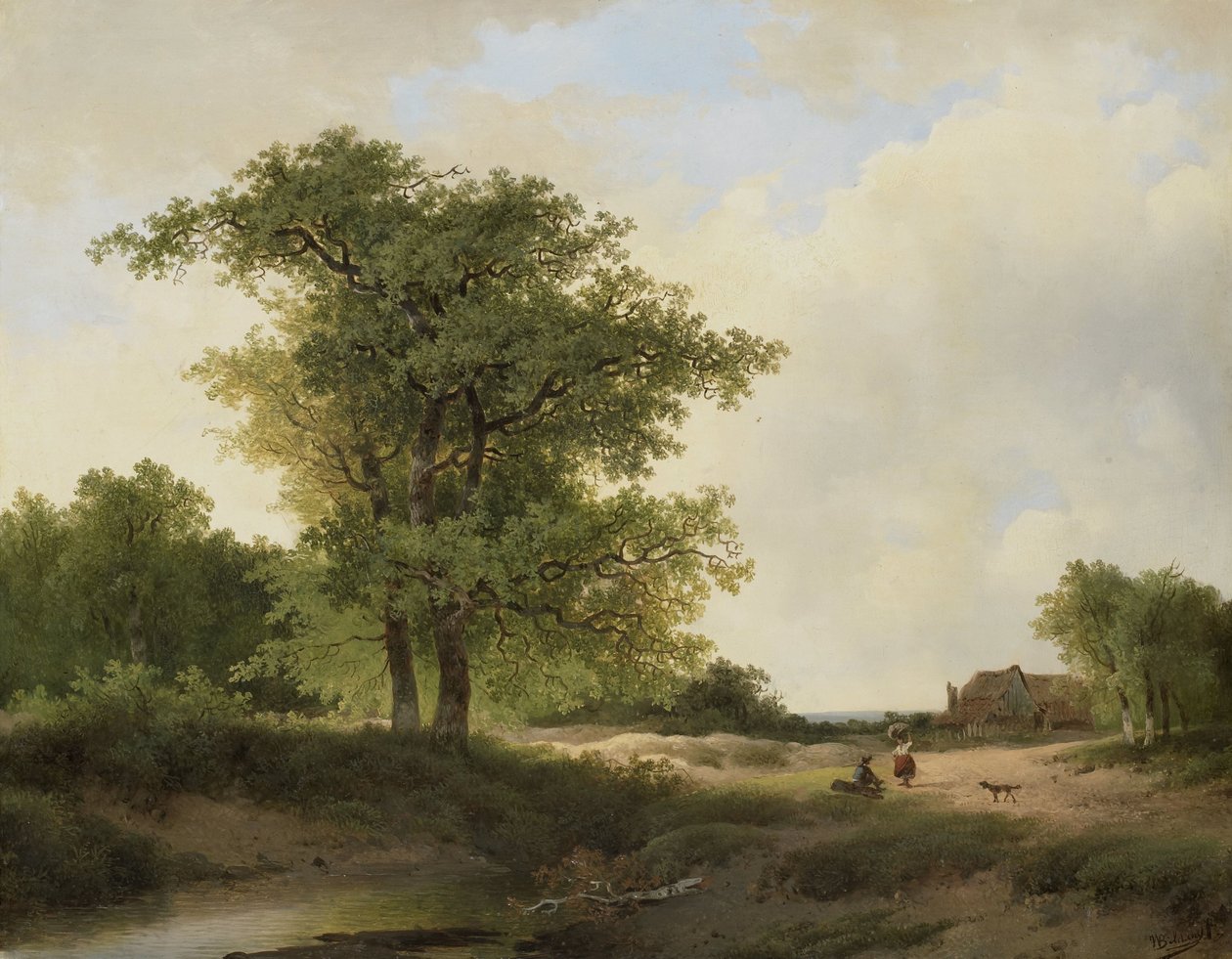 Landskab med Farmstead af Johannes Warnardus Bilders