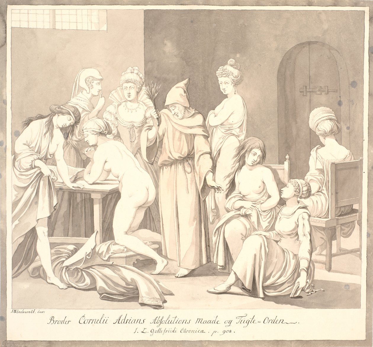 "Broder Cornelius Adrians Absolutions Maade og Tugte=Orden. / J.L. Gottefriidi Chronica. s. 908." af Johannes Wiedewelt