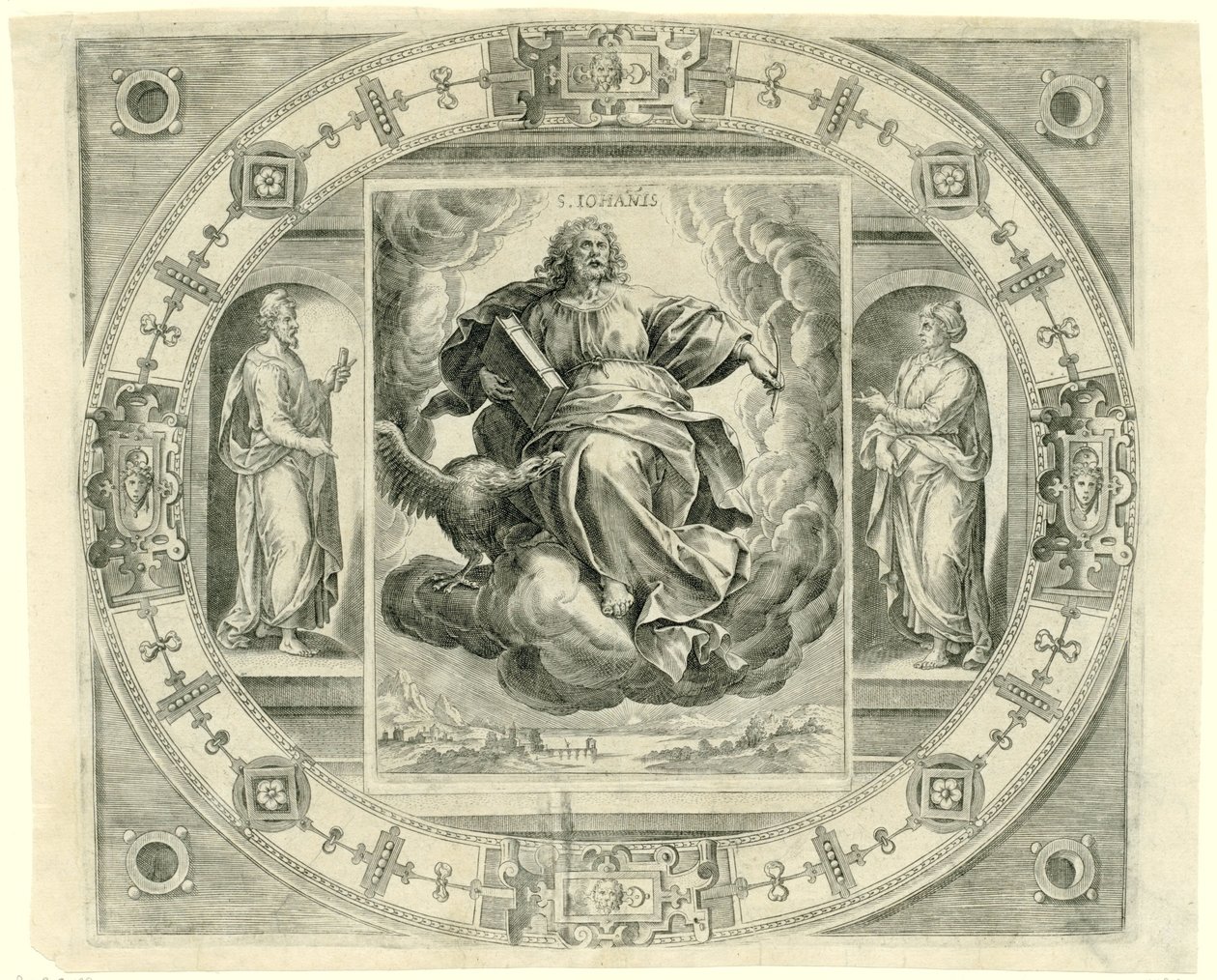 Evangelisten Johannes S. Iohañis (titel på objekt) De fire evangelister (serietitel) af Johannes Wierix (rejected attribution)
