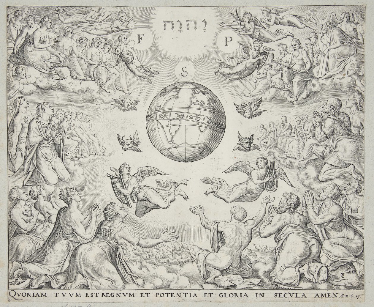 Tilbedelse af treenigheden i himlen af Johannes Wierix