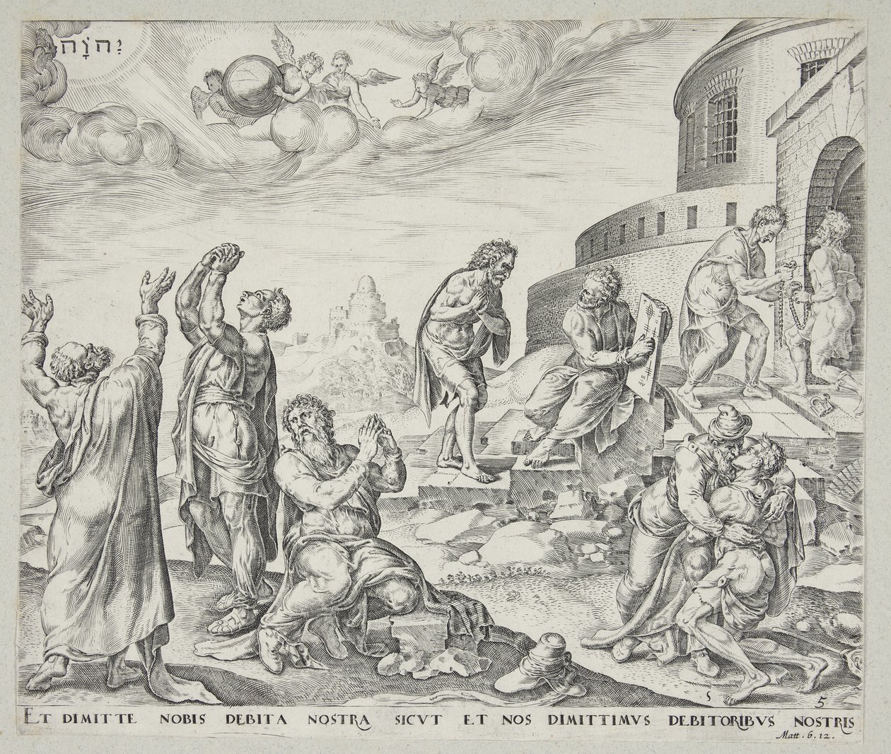 Mand beder om tilgivelse og tilgiver sine skyldnere af Johannes Wierix