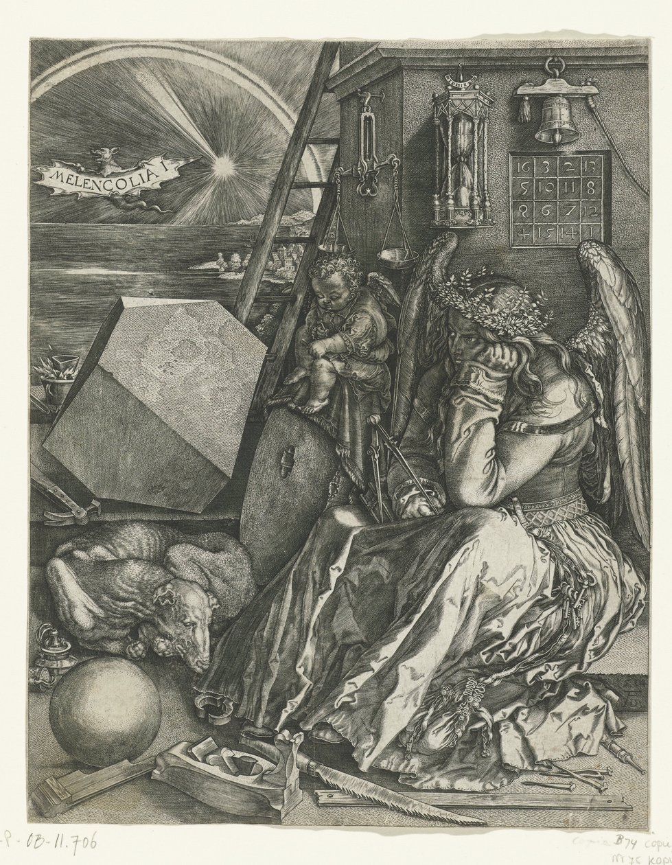 Melankoli Melencolia I (titel på objekt) af Johannes Wierix