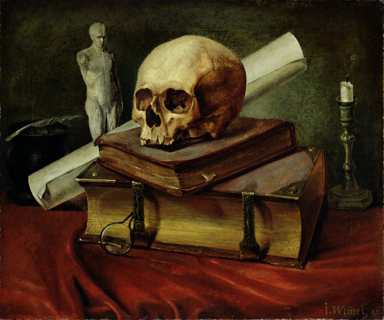 Vanitas, Stilleben, 1842 af Johannes Wimmel