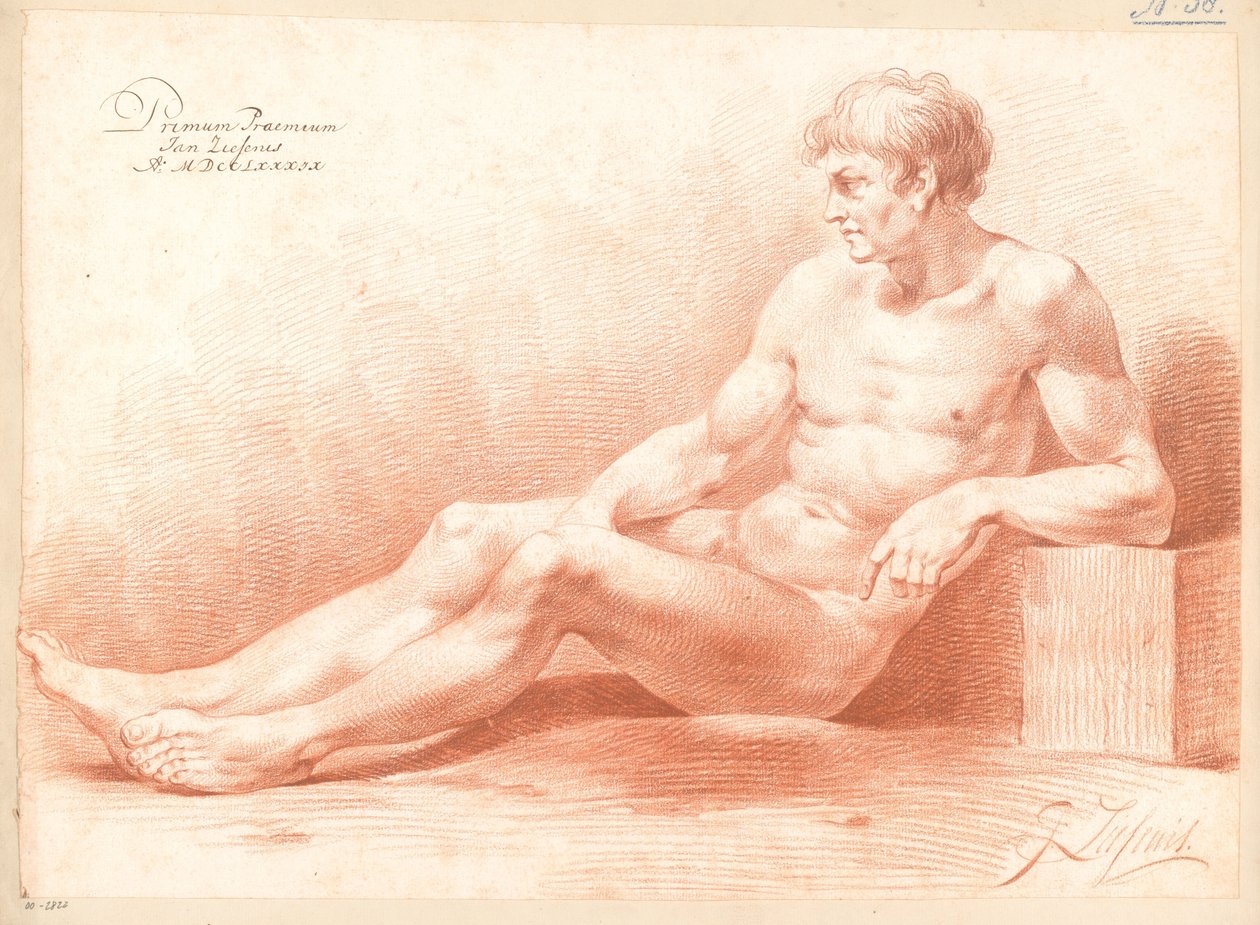 Siddende mand nøgen, set fra siden (1. præmie 1789) af Johannes Ziesenis