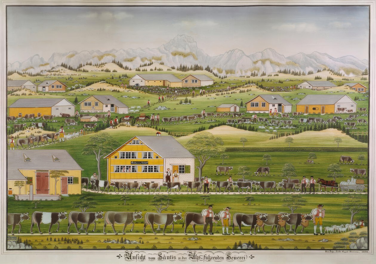 Ansicht vom Säntis und der alpfahrenden Sennerei von Johannes Zülle