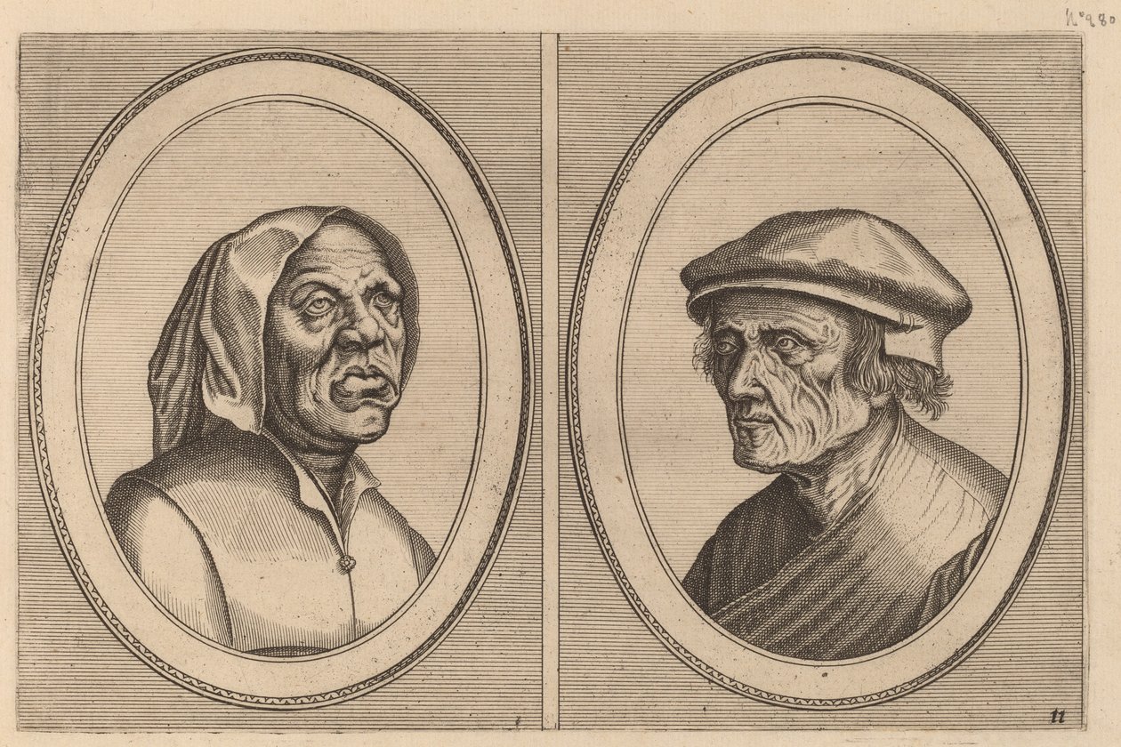 "Baef Schol-becx" og "Spruyt Vroegh-beverven" af Johannes and Lucas van Doetechum after Pieter Bruegel the Elder