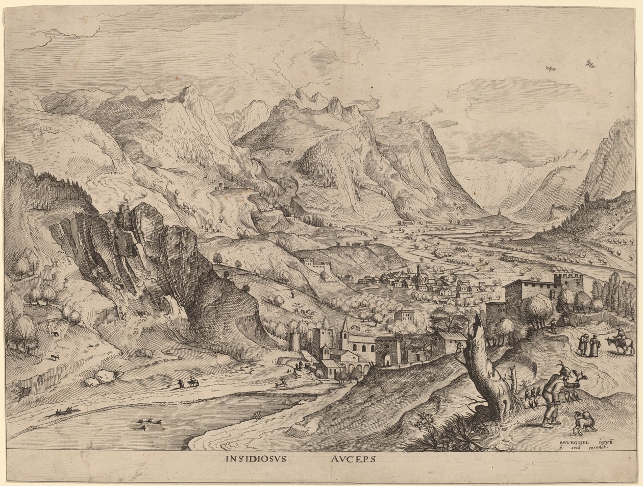 Insidiosus Auceps (The Crafty Bird Catcher) af Johannes and Lucas van Doetechum after Pieter Bruegel the Elder
