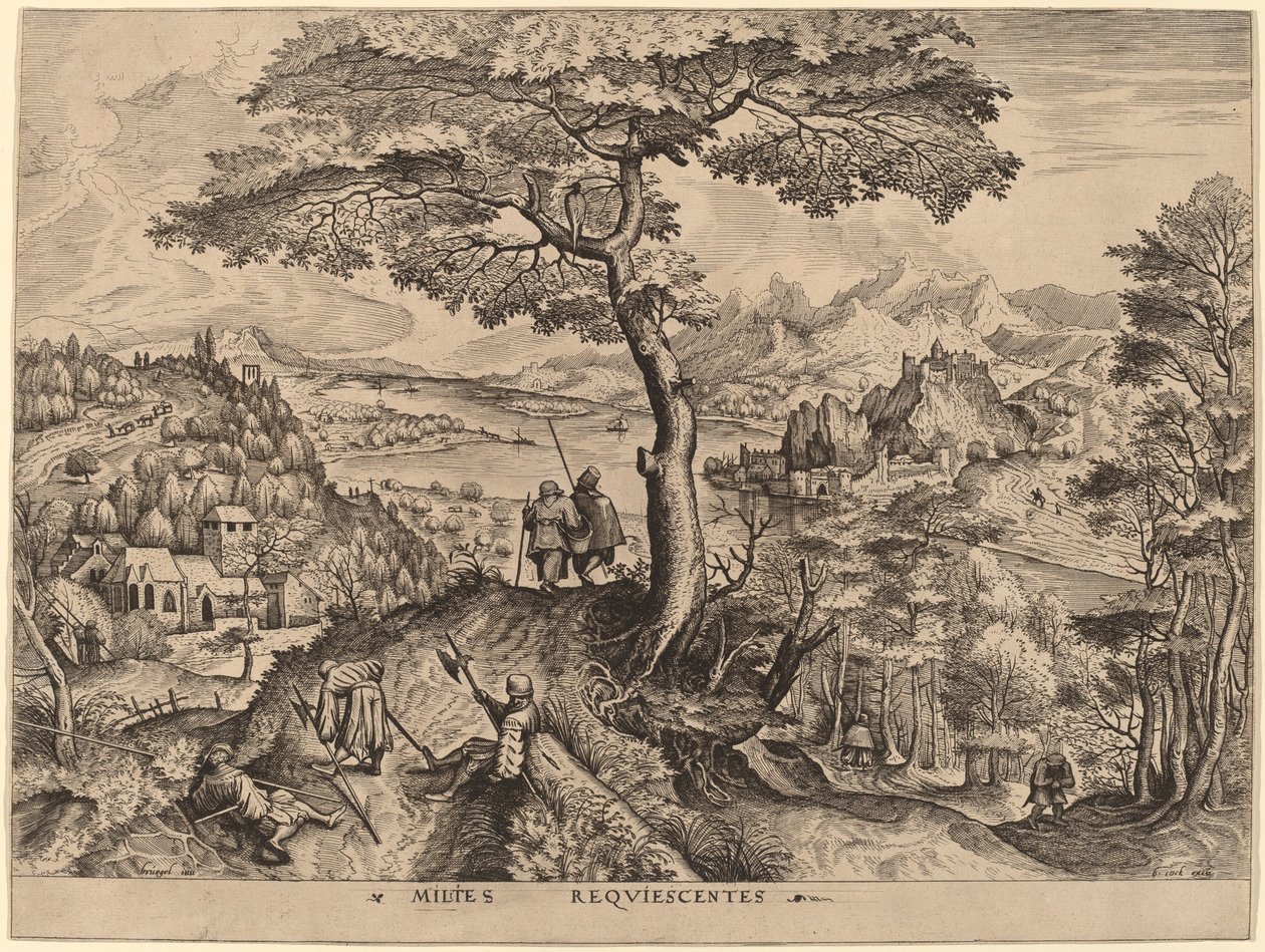 Soldater i hvile af Johannes and Lucas van Doetechum after Pieter Bruegel the Elder