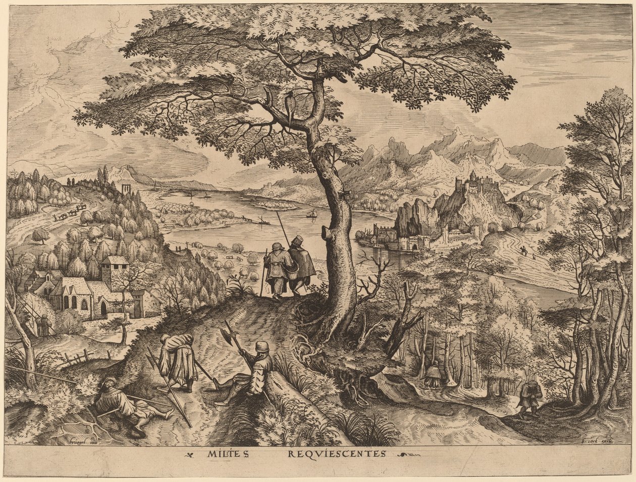 Soldater i hvile af Johannes and Lucas van Doetechum after Pieter Bruegel the Elder
