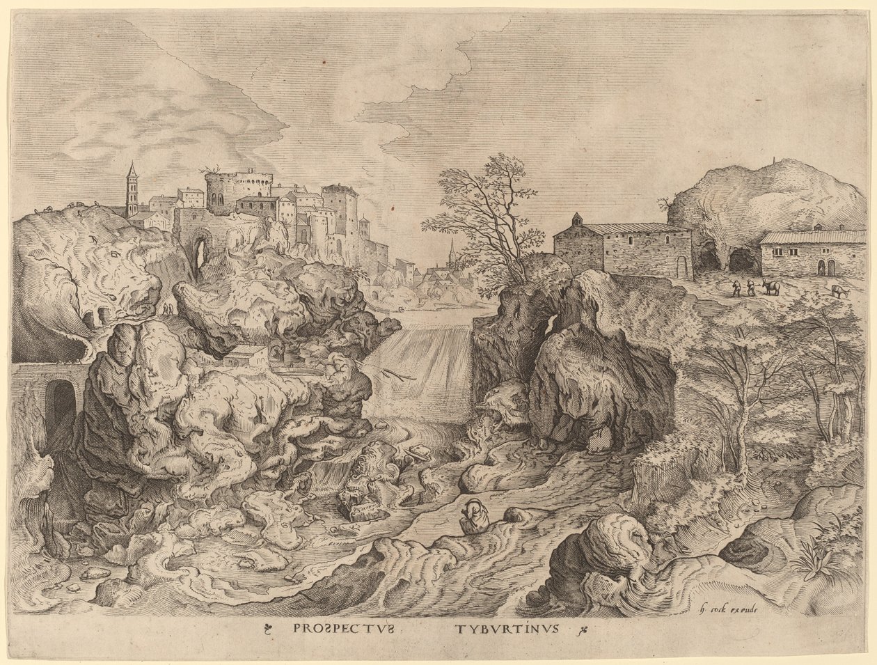 Prospectus Tyburtinus (Udsigt over Tiberen) af Johannes and Lucas van Doetechum after Pieter Bruegel the Elder