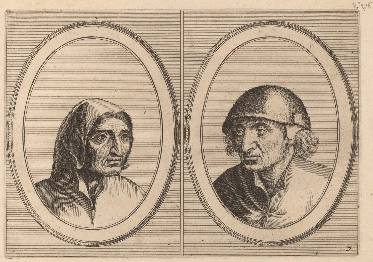 "Rijckje Schimmel-penninghs" og "Lubbert Leever-pølse" af Johannes and Lucas van Doetechum after Pieter Bruegel the Elder