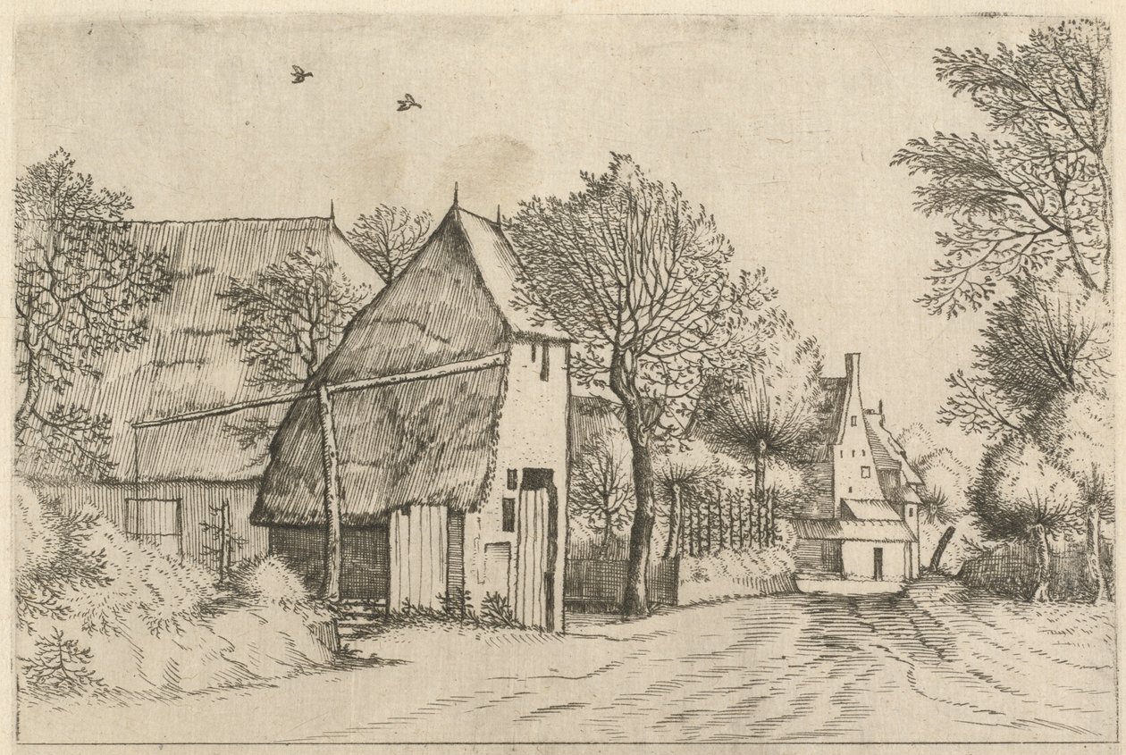 Landsbyvej med Draw Well af Johannes and Lucas van Doetechum after the Master of the Small Landscapes