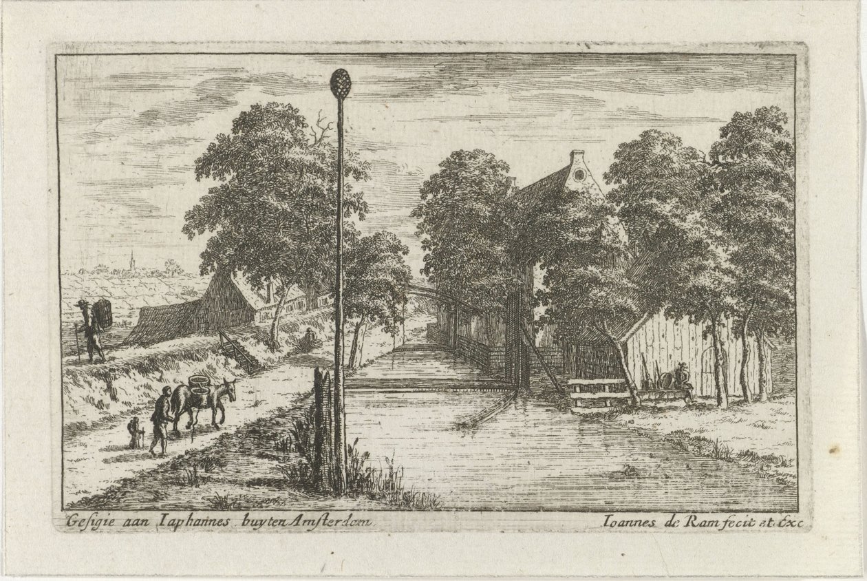 Udsigt over Jaap Hannes Gesigie aan Iaphanes buyten Amsterdam (titel på objekt) af Johannes de Ram