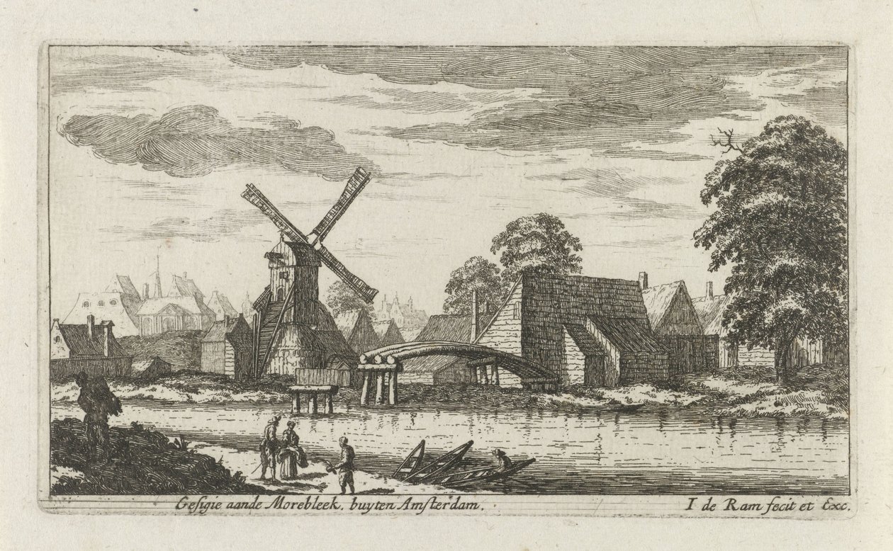 Udsigt over Morebleek uden for Amsterdam Gesigie aan de Morebleek uden for Amsterdam (titel på objekt) af Johannes de Ram
