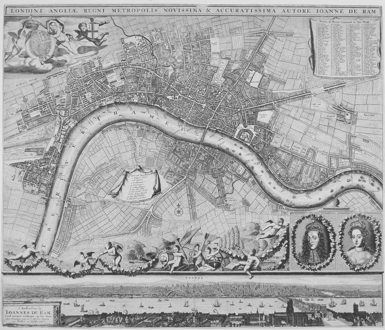 Kort over London, 1690 af Johannes de Ram