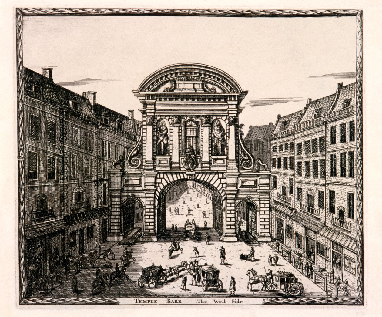 Temple Bar, London, c1700 af Johannes de Ram