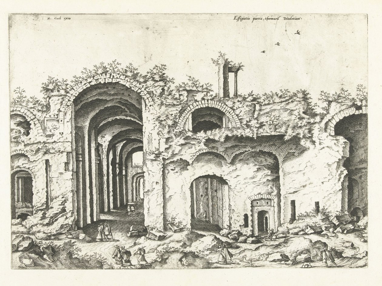 Tredje udsigt over Diocletians bade Romerske ruiner, 1561 (serietitel) af Johannes of Lucas van Doetechum (attributed to)
